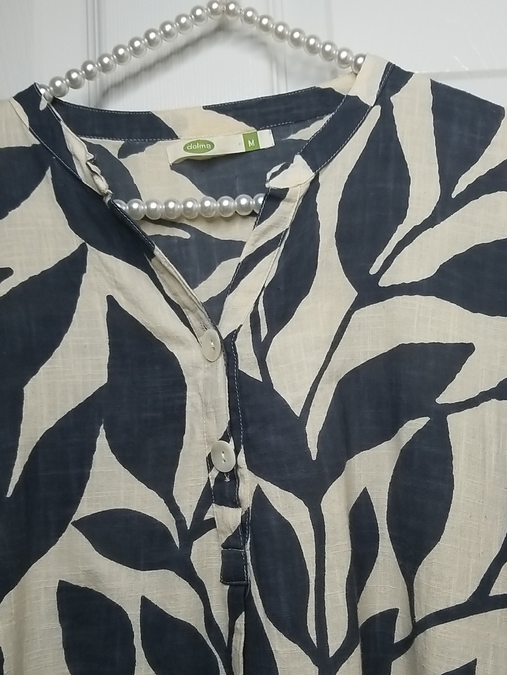 Dolma Navy Beige Tunic Georgia Bailey Cotton Dress Above Knee Pockets - Picture 5 of 14